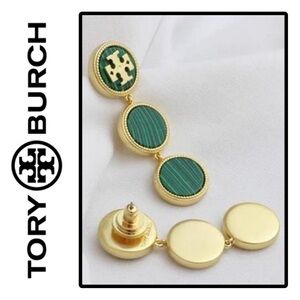 NWT - Tory Burch Malachite Dangle Earrings